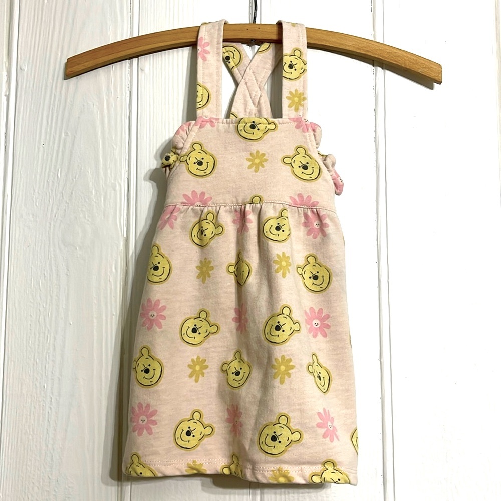 DISNEY Winnie the Pooh Girls Jumper Sweatshirt Material Dress Pinnie